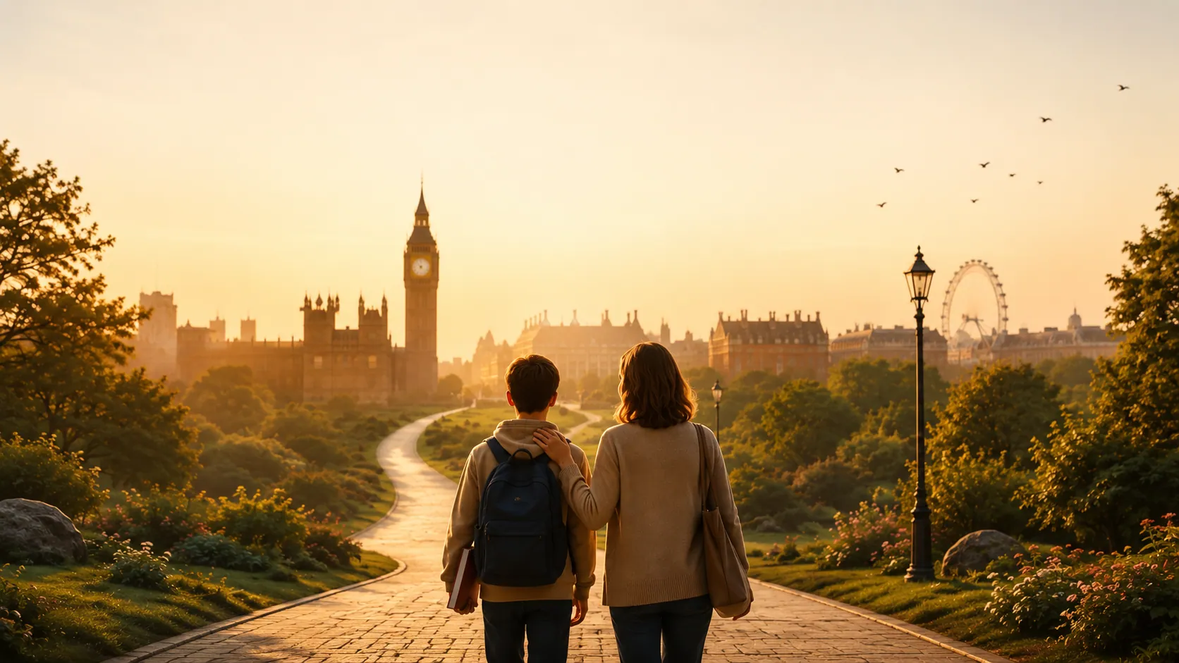 Londra'ya doğru yürüyen bir anne ve oğlu